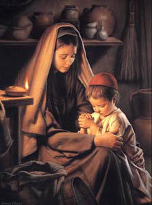 Mary praying with Jesus